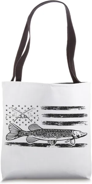 US Flag Gar Fish Needlefish American Flag Gar Fishing Tote Bag