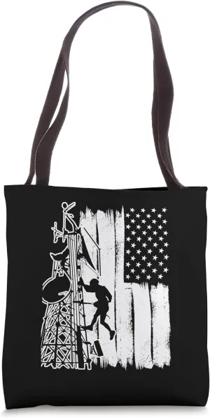 USA America Flag Tower Climber Tote Bag