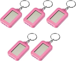 uxcell Mini LED Keychain Flashlight Torch Solar Energy Power with Hook Pink 5Pcs for Camping Hiking Fishing