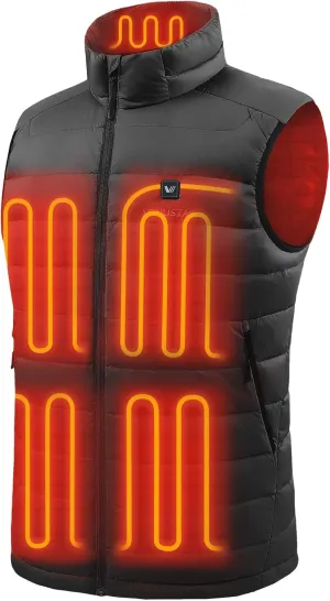 Venustas Men's Recycled Heated Down Vest with Battery Pack, Lightweight Electric Heating Puffer Vest for Hiking, Skiing