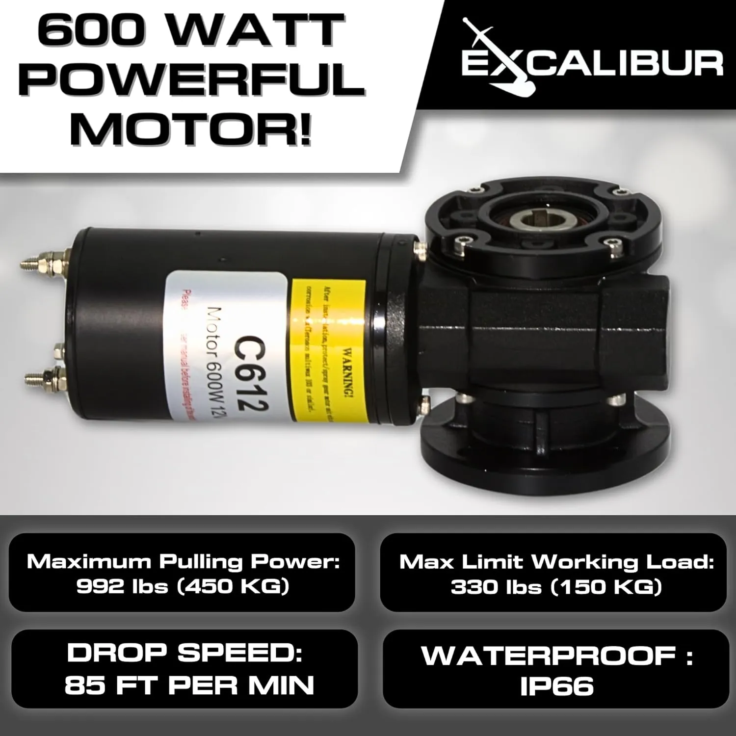 Vertical or Horizontal Windlass Anchor Systems - 600W-900W, 12V DC, 992-1452 lbs Pulling Power, 316 Stainless Steel Housing, Chain 1/4 Inch HT G4 and Rope 1/2 Inch, for Boats Up to 40 FT
