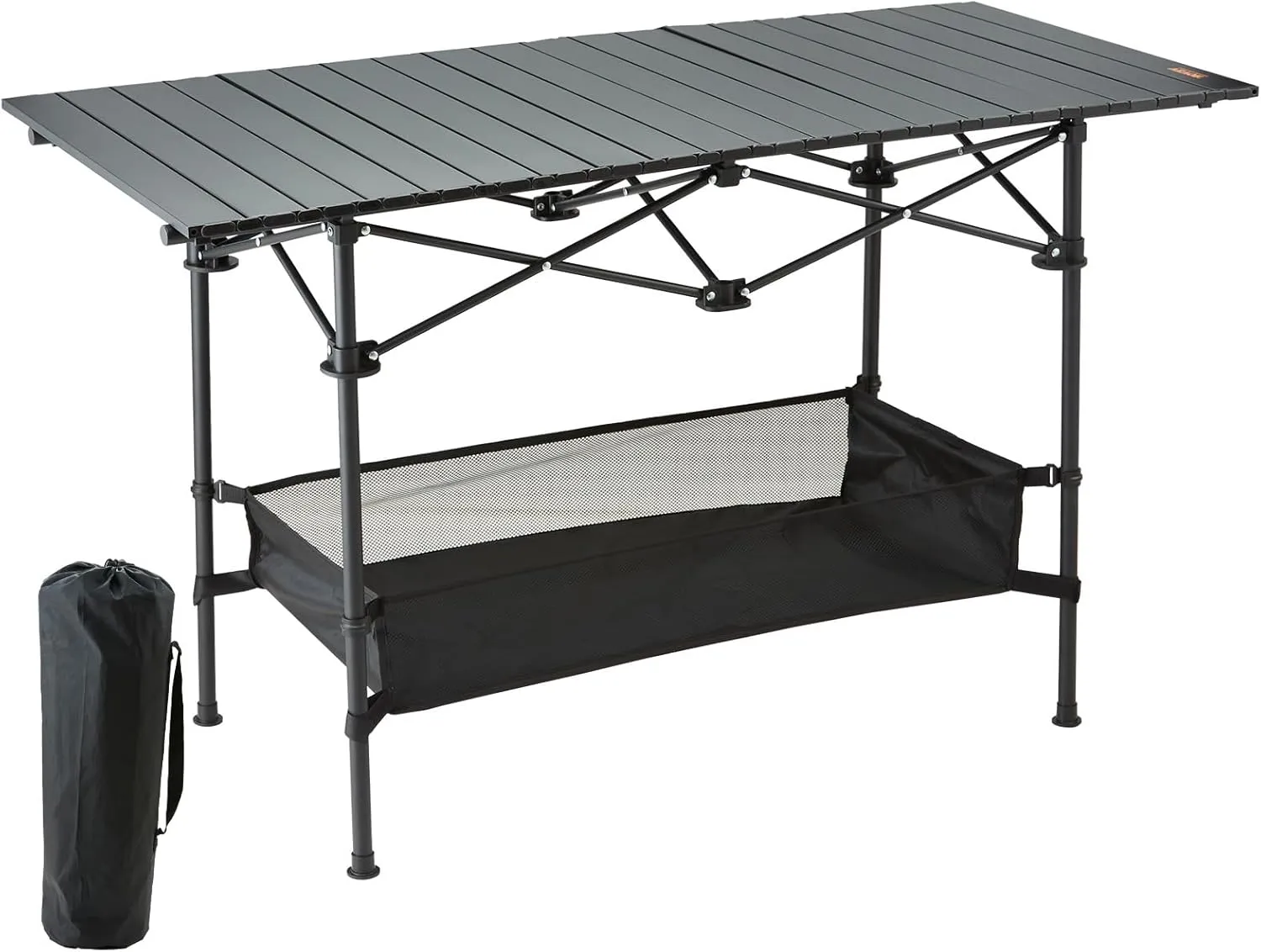 VEVOR Folding Camping Table, 24x16 inch Lightweight Fold Up Tables, Aluminum & Steel Outdoor Portable Side Desks with Large Storage and Carry Bag, Ultra Compact Work Desk for Beach Picnic Travel
