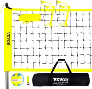 VEVOR Outdoor Portable Volleyball Net System, Adjustable Height Steel Poles, Professional Volleyball Set with PVC Volleyball, Pump, Carrying Bag, Heavy Duty Volleyball Net for Backyard, Beach, Lawn