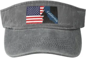Vintage California Terrain Map and America Sun Visor Hats for Women Men Cotton Adjustable Sports Empty Top Golf Cap