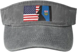 Vintage Flag Map of Alberta and America Sun Visor Hats for Women Men Cotton Adjustable Sports Empty Top Golf Cap