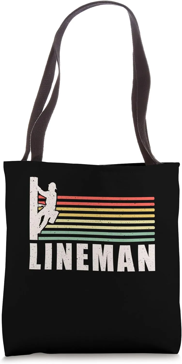 Vintage Retro Lineman Tower Climber Tote Bag