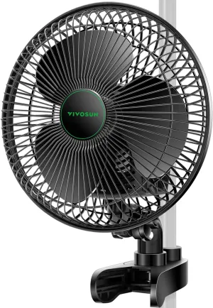 VIVOSUN AeroWave A6 6-Inch Clip-on Fan, Patented Portable Indoor Fan with Clip, 2-Speed Adjustment, Cord, Strong Airflow but Low Noise, and Fully-Adjustable Tilt for Grow Tent, Black, 1-Pack