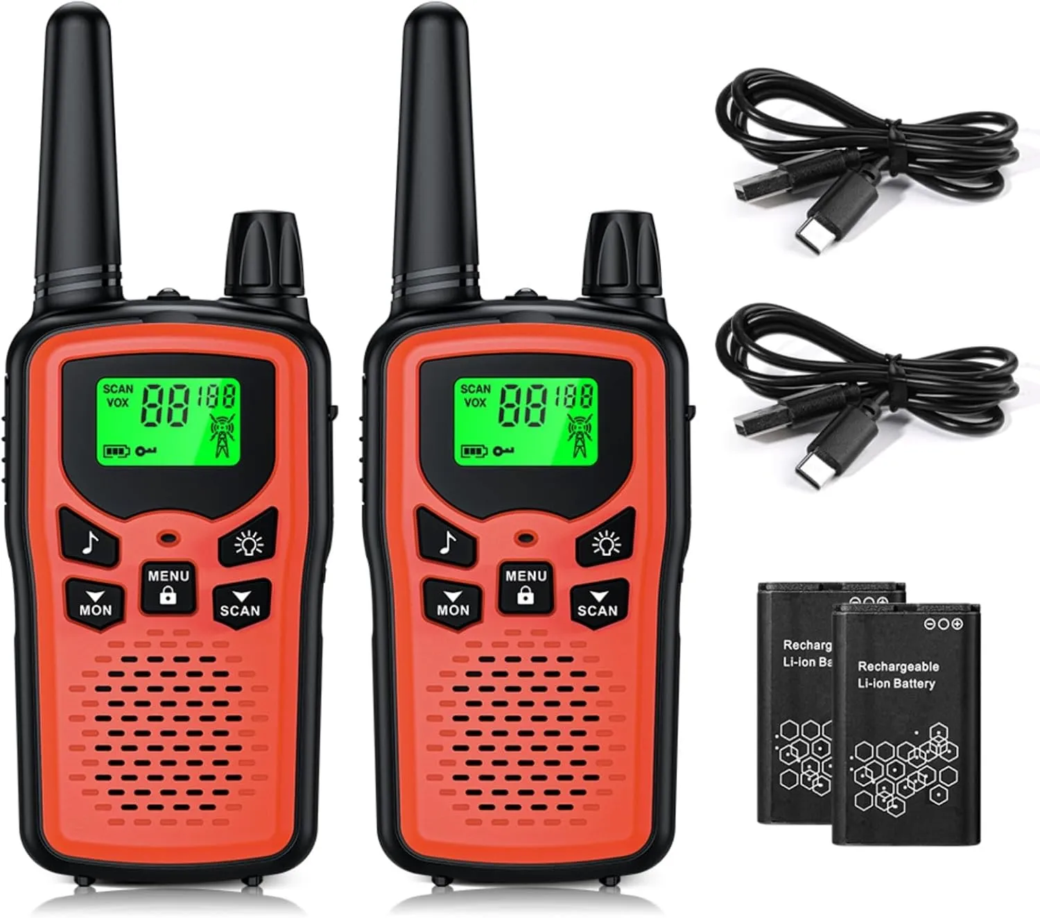Walkie Talkie Long Range Walkie talkies with Rechargegable for Adults, 22 Channel FRS 2-Way Radios Walky Talky with LED Flashlight for Climbing, Camping Trip and Family Emergency Kit(2 Pack Red).