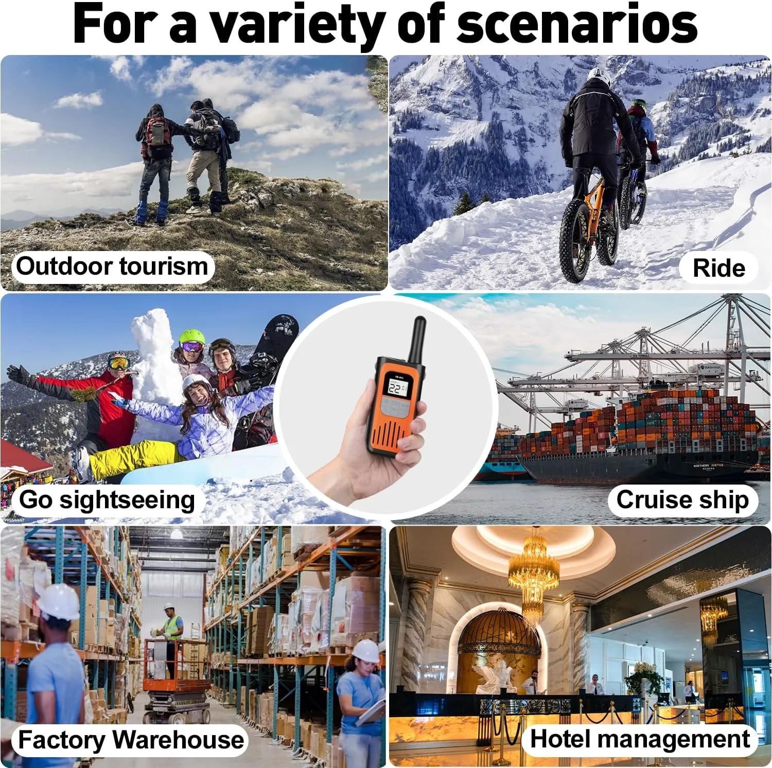 Walkie Talkies for Adults, Rechargeable Walkie Talkies Long Range 22 Channel Two-Way Radios with 1200mAh Li-ion Batteries and USB Charger for Biking,Camping,Hiking,4 Pack