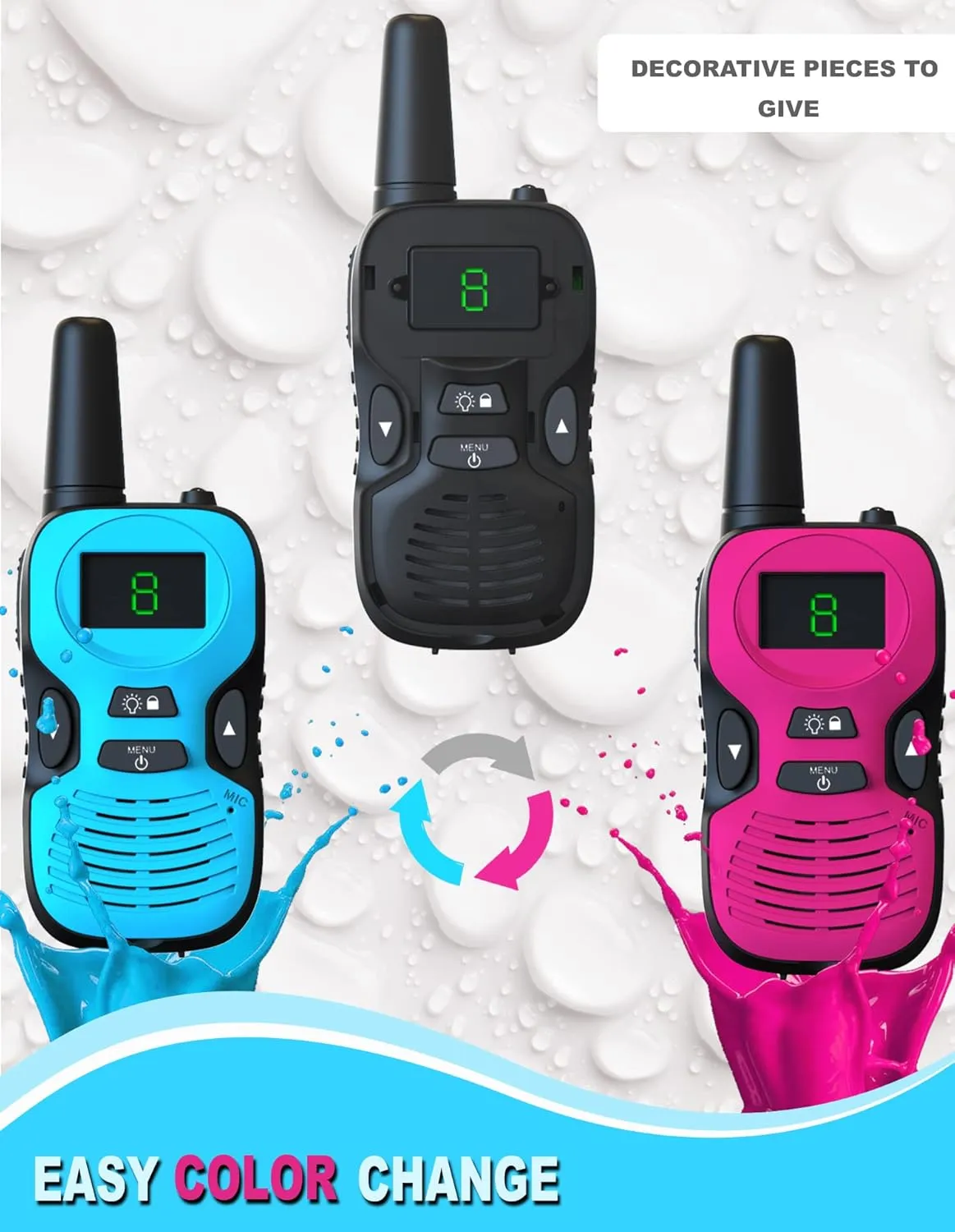 Walkie Talkies for Kids - Rechargeable 4 Pack: Walky Talky for Kids with Charger Battery - Walkie-Talkies Long Range Outdoor, Hiking, Camping Toys for 3-12 Year Old Girls Boys
