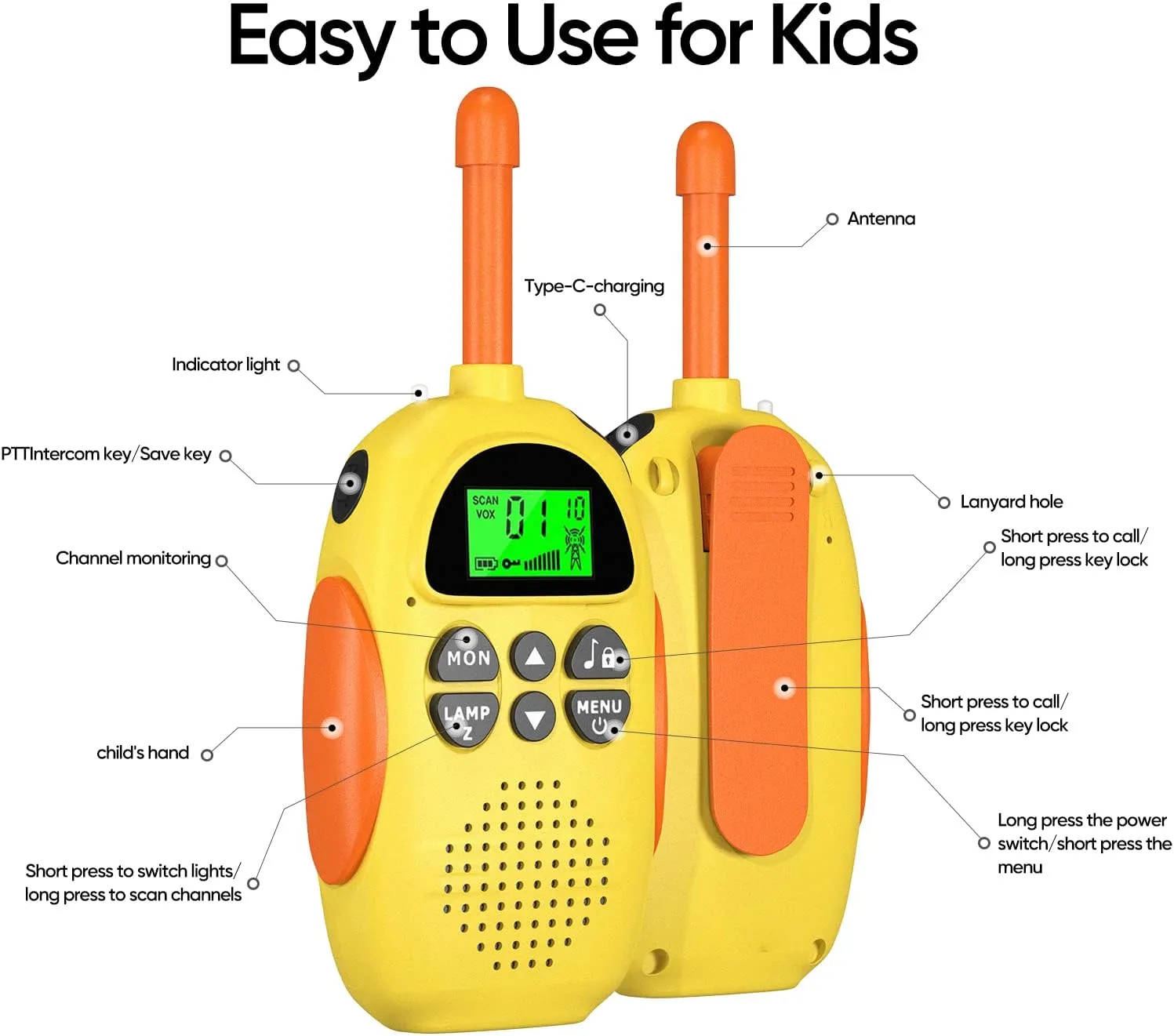 Walkie Talkies for Kids Rechargeable Toys for Ages 5-7 Boys Girls, 22 Channels 2 Way Radio Toy Christmas Birthday Gifts for Girls Boys Ages 3-12 Camping Hiking Outdoor Easter Basket Stuffers