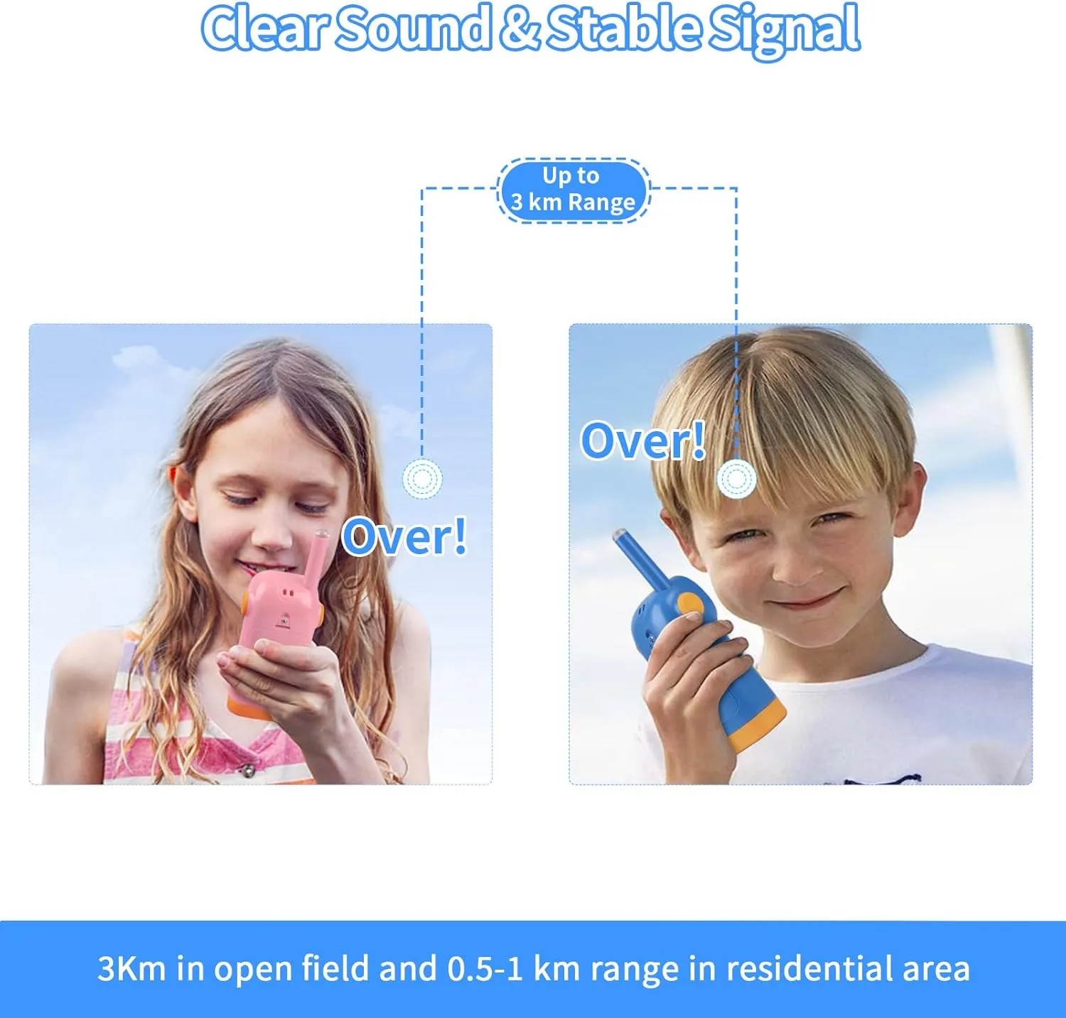 Walkie Talkies for Kids,Birthday Xmas Gifts for 3 4 5 6 7 8 9 10 11 12 Year Old Toddler,Walkie Talkies Long Range Kids,Boys and Girls Toys for Fun 2 Pack,22CH 2 Way VOX Radio 3Km for Outdoor