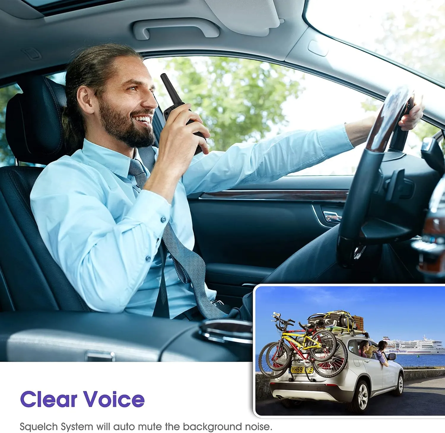 Walkie Talkies Long Range, M880 FRS Two Way Radio for Adults with Mic LCD Screen/Resistance Wakie-Talkies with Noise Cancelling for Men Women Outdoor Adventures Cruise Ship (Blue and Violet)