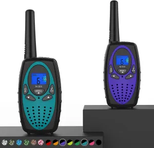 Walkie Talkies Long Range, M880 FRS Two Way Radio for Adults with Mic LCD Screen/Resistance Wakie-Talkies with Noise Cancelling for Men Women Outdoor Adventures Cruise Ship (Blue and Violet)