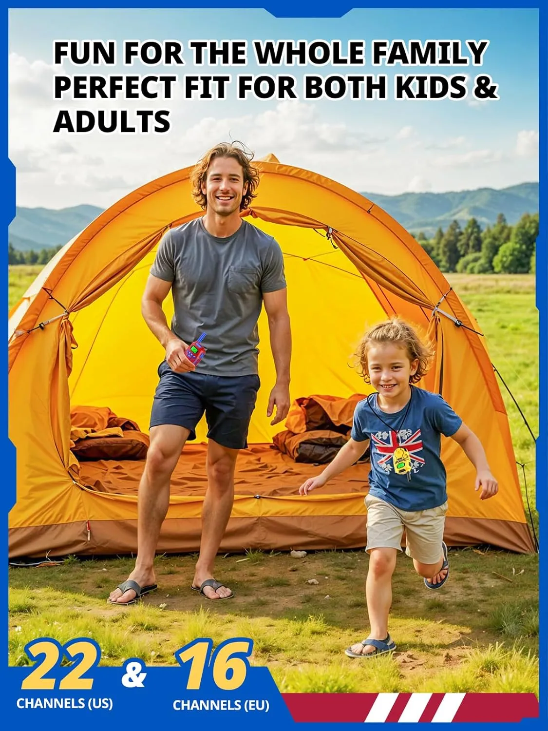 Walkie Talkies Toys for Kids Rechargeable, Long Range 2 Way Radio, Outdoor Camping Games Party Toys for 3 4 5 8-12 Year Old Boys Birthday Xmas Gift for Kids, 3 Pack