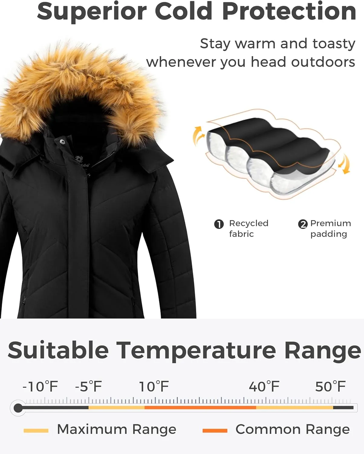 wantdo Women's Waterproof Ski Jacket Hooded Snow Coat Mountain Winter Parka Snowboarding Jackets