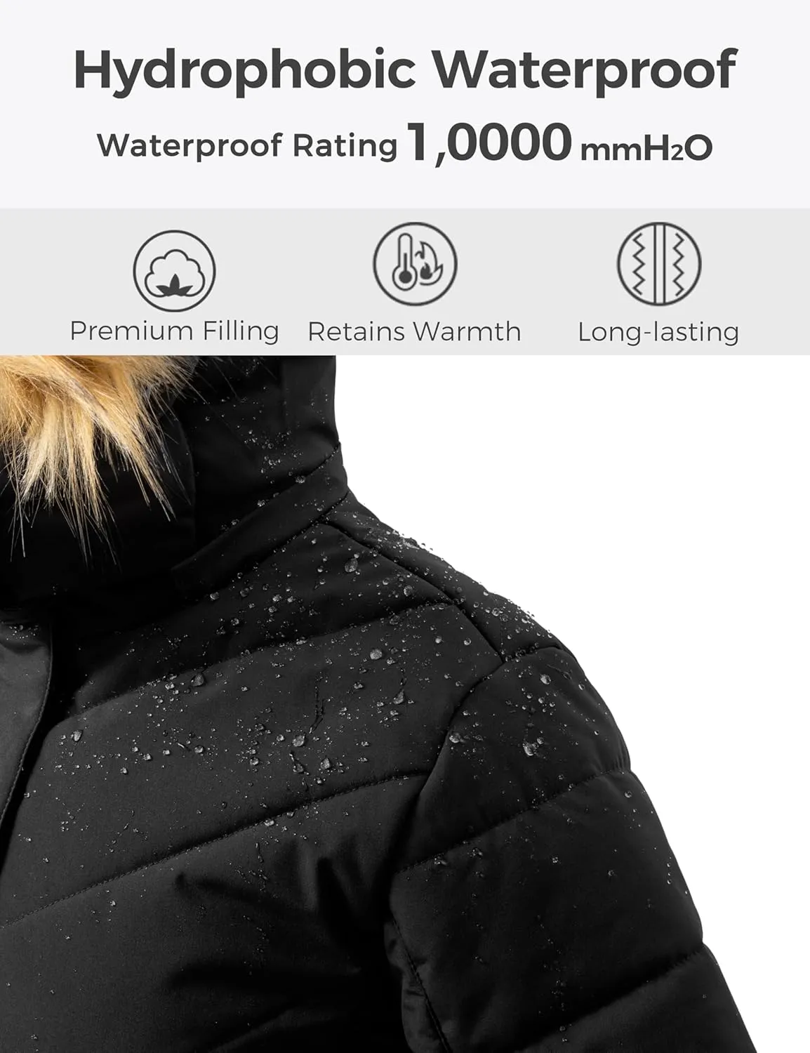 wantdo Women's Waterproof Ski Jacket Hooded Snow Coat Mountain Winter Parka Snowboarding Jackets