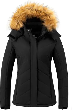 wantdo Women's Waterproof Ski Jacket Hooded Snow Coat Mountain Winter Parka Snowboarding Jackets