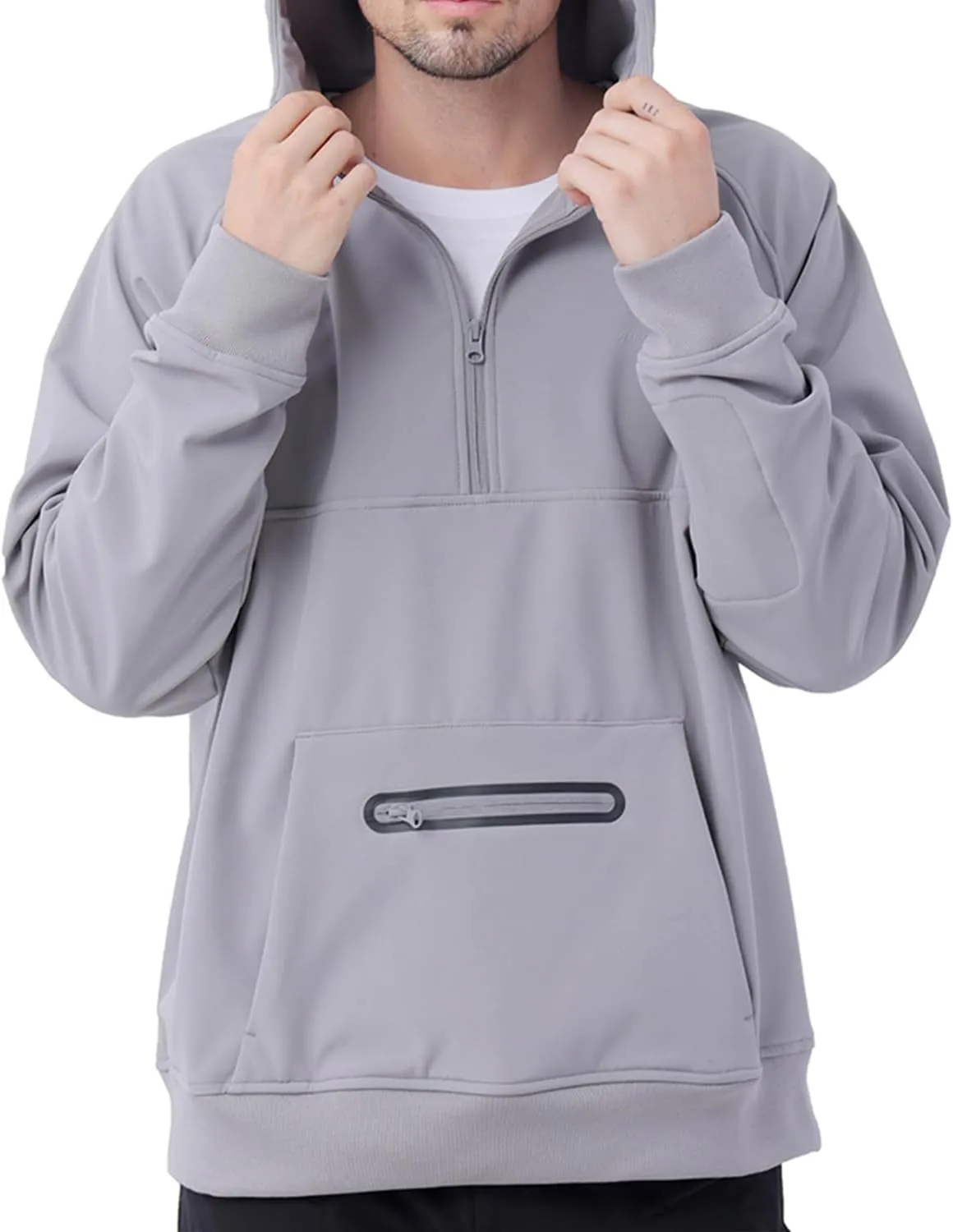 Waterproof Fleece Hoodies For Men Windbreaks Resistant Sweatshirt Softshell Rain Jacket Winter Coat Half Zip Pullover
