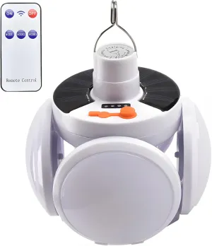 Waterproof Solar Light Bulb with Remote Control, 5 Adjustable Modes, Foldable Design, Ideal for Outdoor Lighting & Emergencies