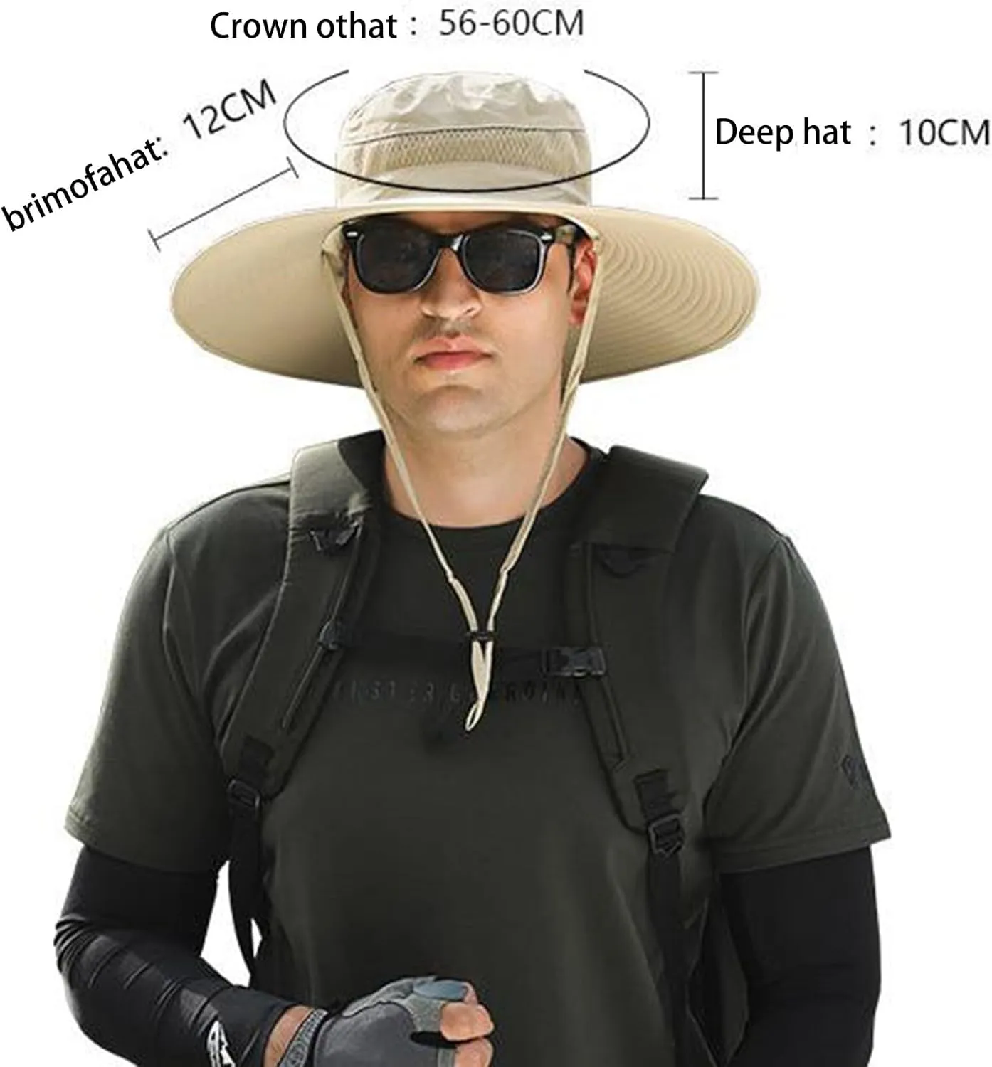 Wide Brim Solar Power Fan Hat, UPF 50  Bucket Hats with Solar Powered Fans for Camping Fishing Outdoor Hiking