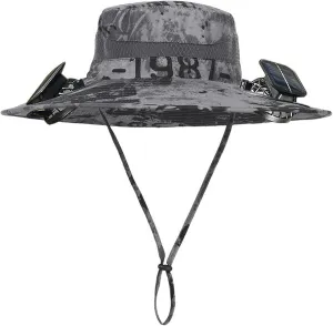 Wide Brim Solar Powered Fan Hat, UPF 50  Solar Panel Fan Hat for Outdoor Hiking Beach Camping Fishing