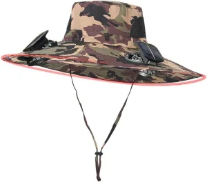 Wide Brim Solar Powered Hat Fan, UPF 50  Solar Fan Sun Hat for Fishing Camping Hiking Outdoor Beach