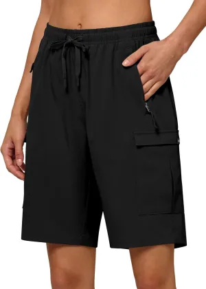 Willit Women's 7''/9" Hiking Cargo Athletic Shorts with Zipper Pockets Quick Dry for Camping, Golf, Travel Water Resistant