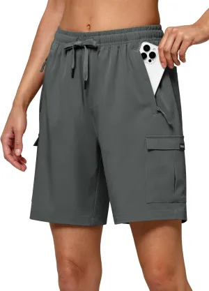 Willit Women's 7''/9" Hiking Cargo Athletic Shorts with Zipper Pockets Quick Dry for Camping, Golf, Travel Water Resistant