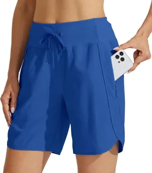Willit Women's 7" Athletic Running Shorts Long Workout Hiking Shorts Quick Dry High Waisted Active Zipper Pocket