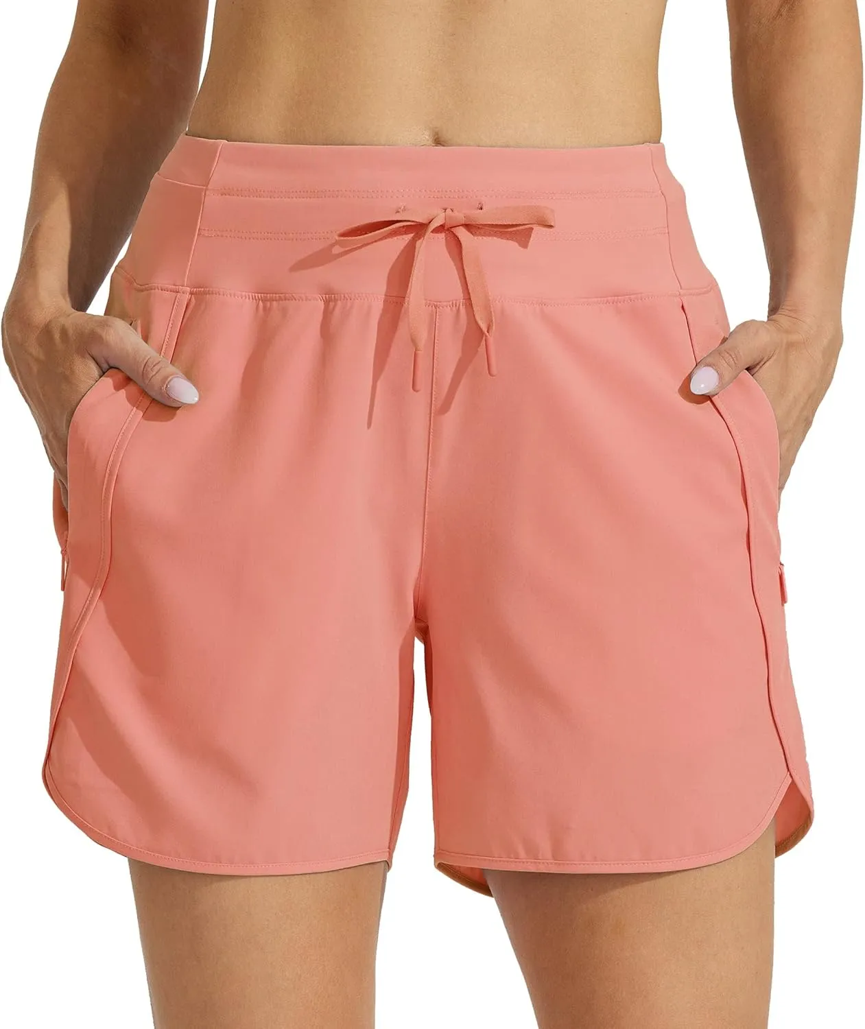 Willit Women's Athletic Running Shorts 5" Quick Dry Workout Hiking High Waisted Active Gym Exercise Zipper Pocket