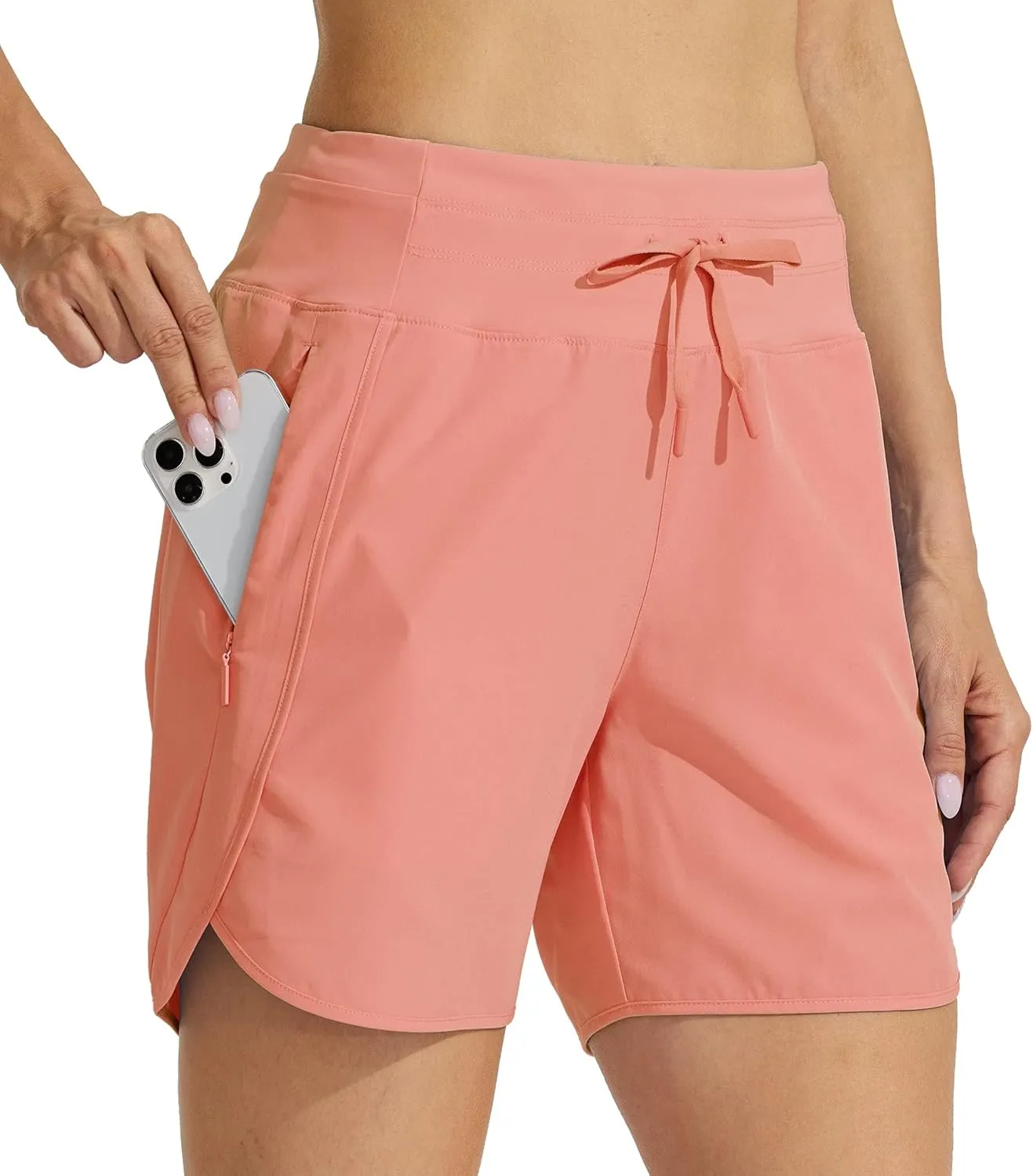Willit Women's Athletic Running Shorts 5" Quick Dry Workout Hiking High Waisted Active Gym Exercise Zipper Pocket