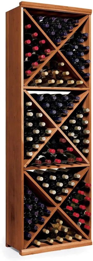 Wine Enthusiast N'FINITY Wine Rack Kit - Diamond Cube - Natural Finish Solid Mahogany - Holds 132 Bottles- Stylish Durable Wine Rack Home Decor – Bar Cabinet Liquor Storage
