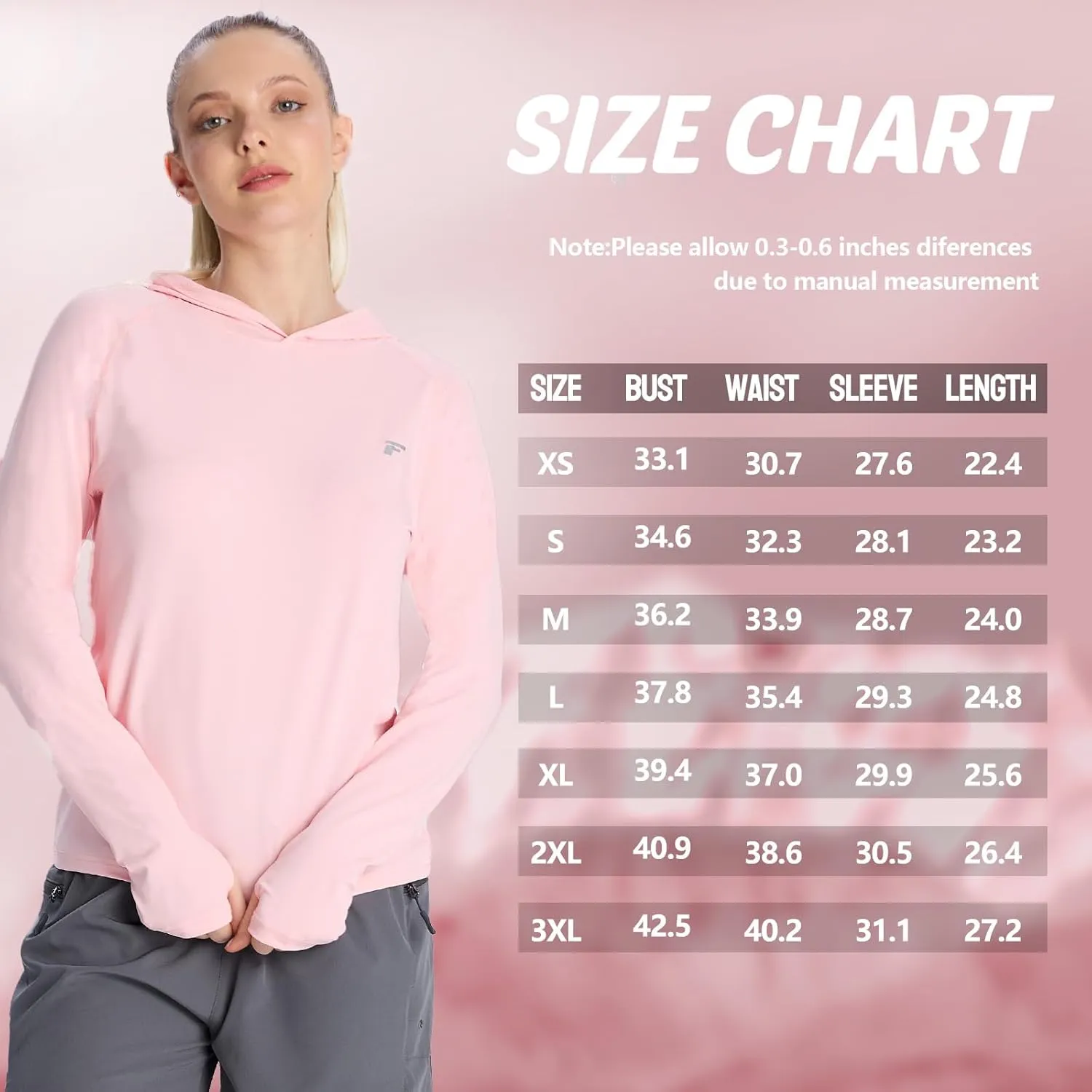 women‘s 2 Pack UPF50  Sun Shirt Long Sleeve Hoodies UV Protection Clothing Hiking Athletic Outdoor Lightweight Shirt