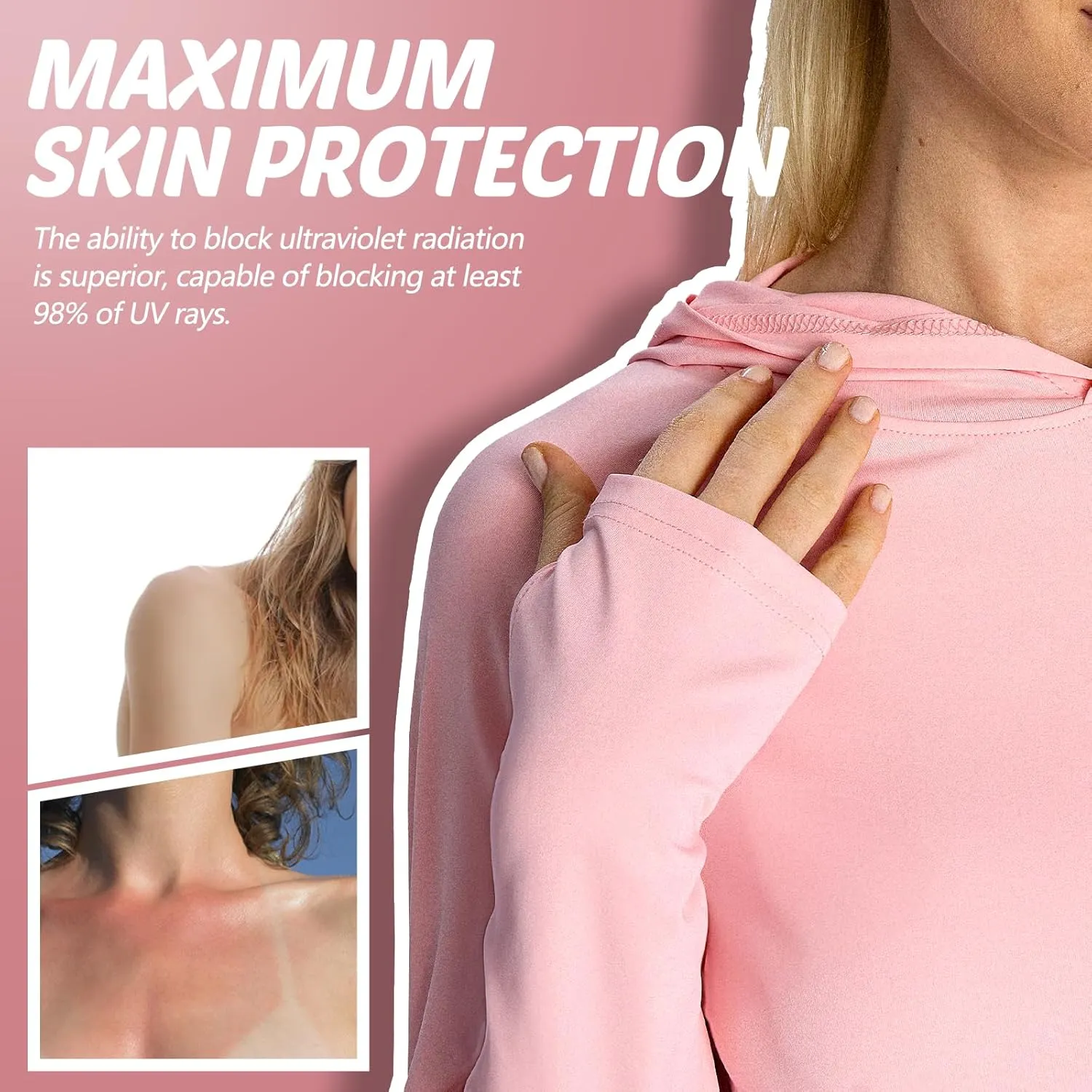 women‘s 2 Pack UPF50  Sun Shirt Long Sleeve Hoodies UV Protection Clothing Hiking Athletic Outdoor Lightweight Shirt
