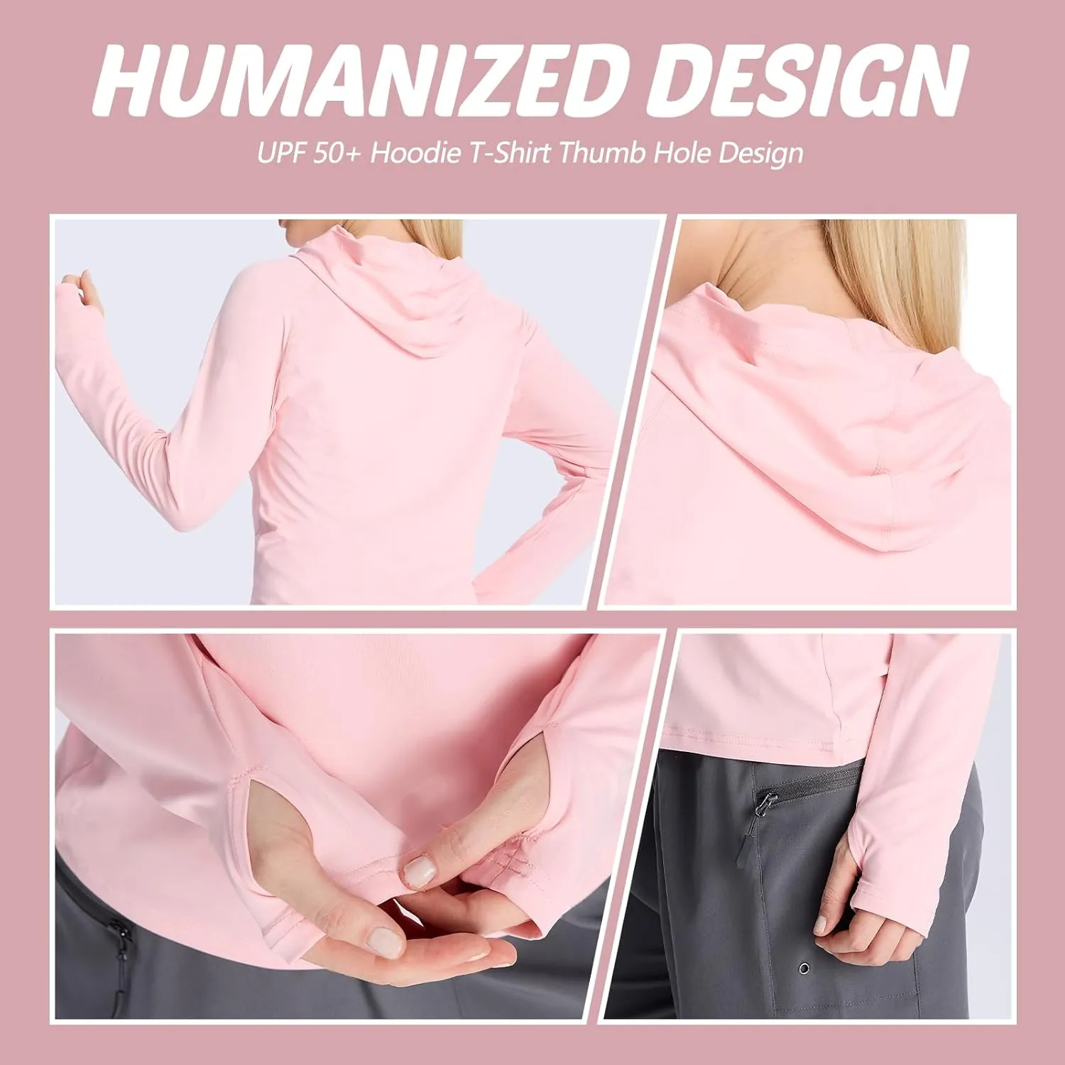 women‘s 2 Pack UPF50  Sun Shirt Long Sleeve Hoodies UV Protection Clothing Hiking Athletic Outdoor Lightweight Shirt