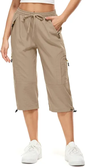 Women's Cargo Capris Pants Casual Hiking Pants Lightweight Quick Dry Travel Summer Pants for Women