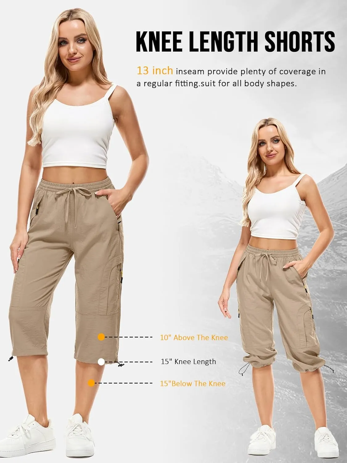 Women's Cargo Capris Pants Casual Hiking Pants Lightweight Quick Dry Travel Summer Pants for Women