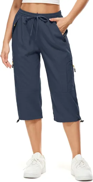 Women's Cargo Capris Pants Casual Hiking Pants Lightweight Quick Dry Travel Summer Pants for Women