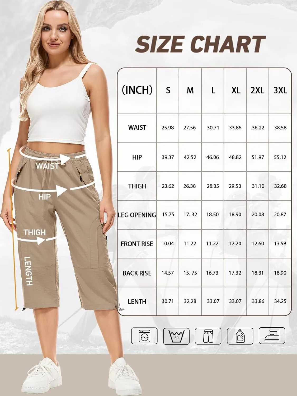 Women's Cargo Capris Pants Casual Hiking Pants Lightweight Quick Dry Travel Summer Pants for Women