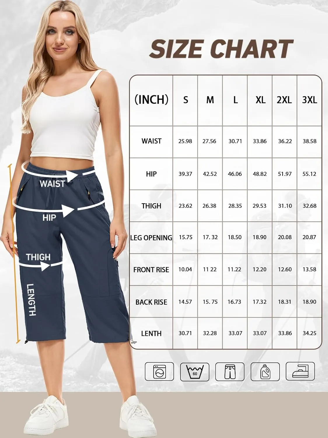 Women's Cargo Capris Pants Casual Hiking Pants Lightweight Quick Dry Travel Summer Pants for Women