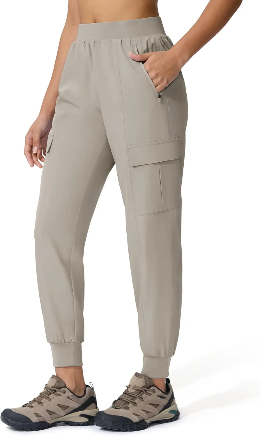 Women's Cargo Joggers Lightweight Hiking Jogger Pants Zipper Pockets Travel Athletic UPF 50 