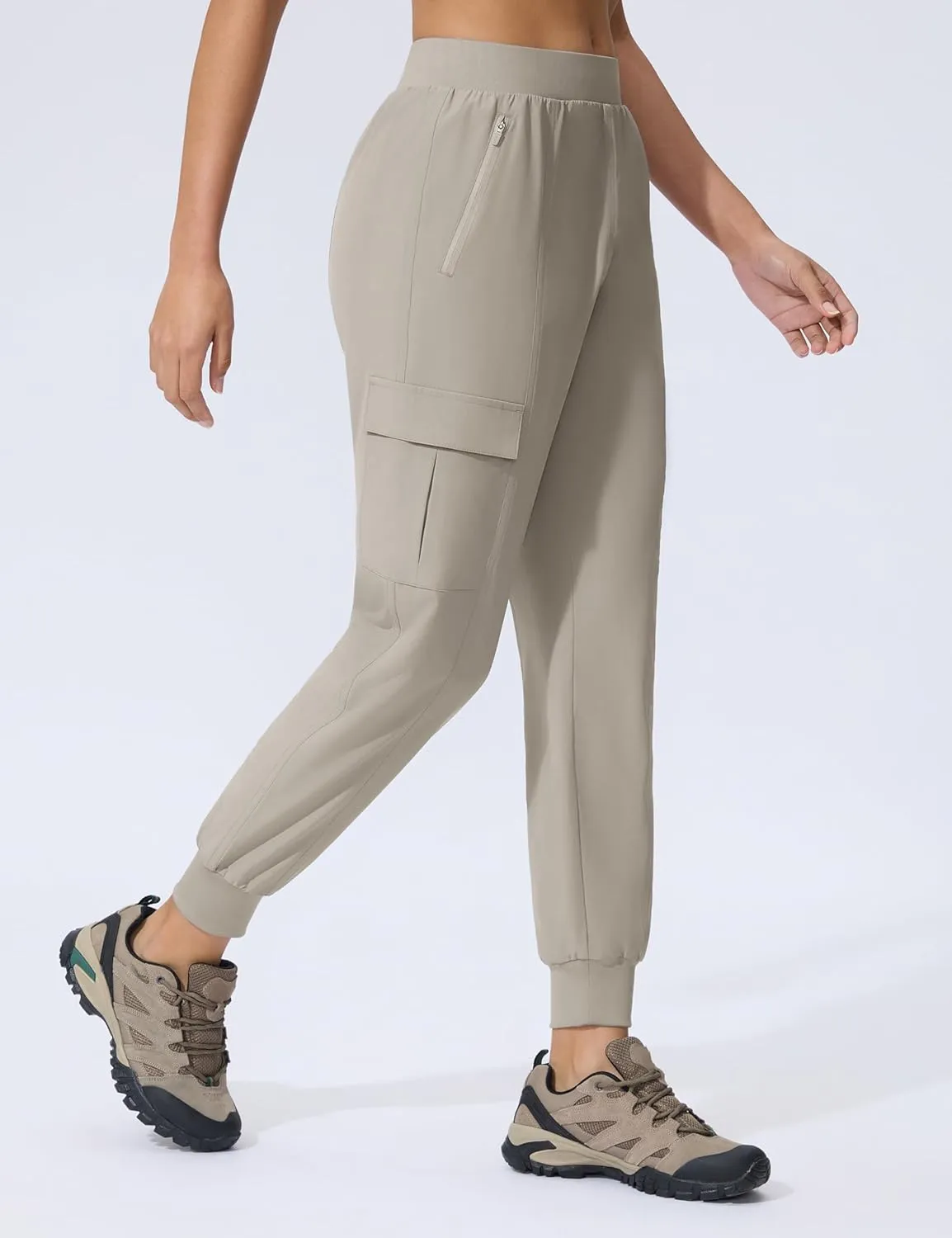 Women's Cargo Joggers Lightweight Hiking Jogger Pants Zipper Pockets Travel Athletic UPF 50 