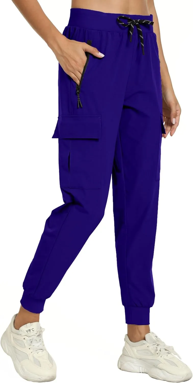 Womens Cargo Pants with Pockets-Lightweight Quick Dry Water Resistant Hiking Pants for Travel Casual Athletic and Outdoor