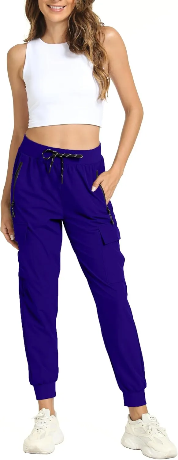 Womens Cargo Pants with Pockets-Lightweight Quick Dry Water Resistant Hiking Pants for Travel Casual Athletic and Outdoor