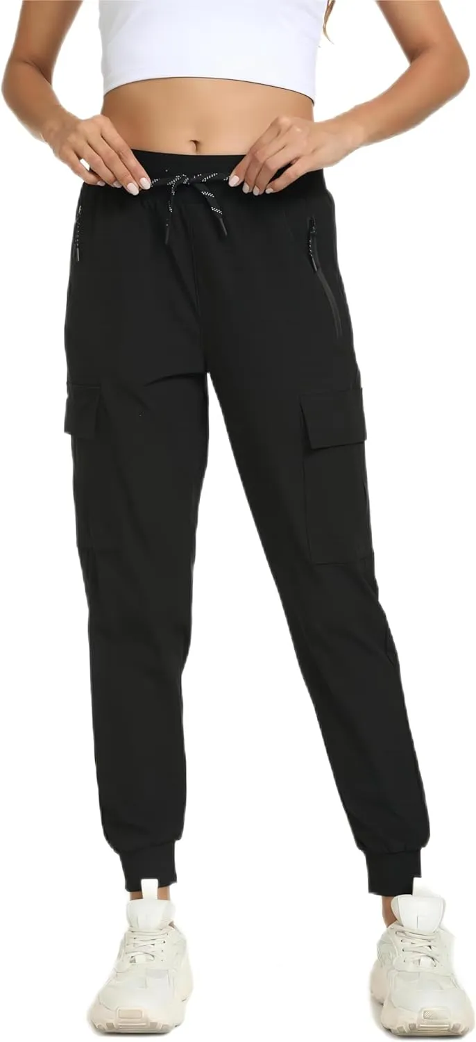 Womens Cargo Pants with Pockets-Lightweight Quick Dry Water Resistant Hiking Pants for Travel Casual Athletic and Outdoor