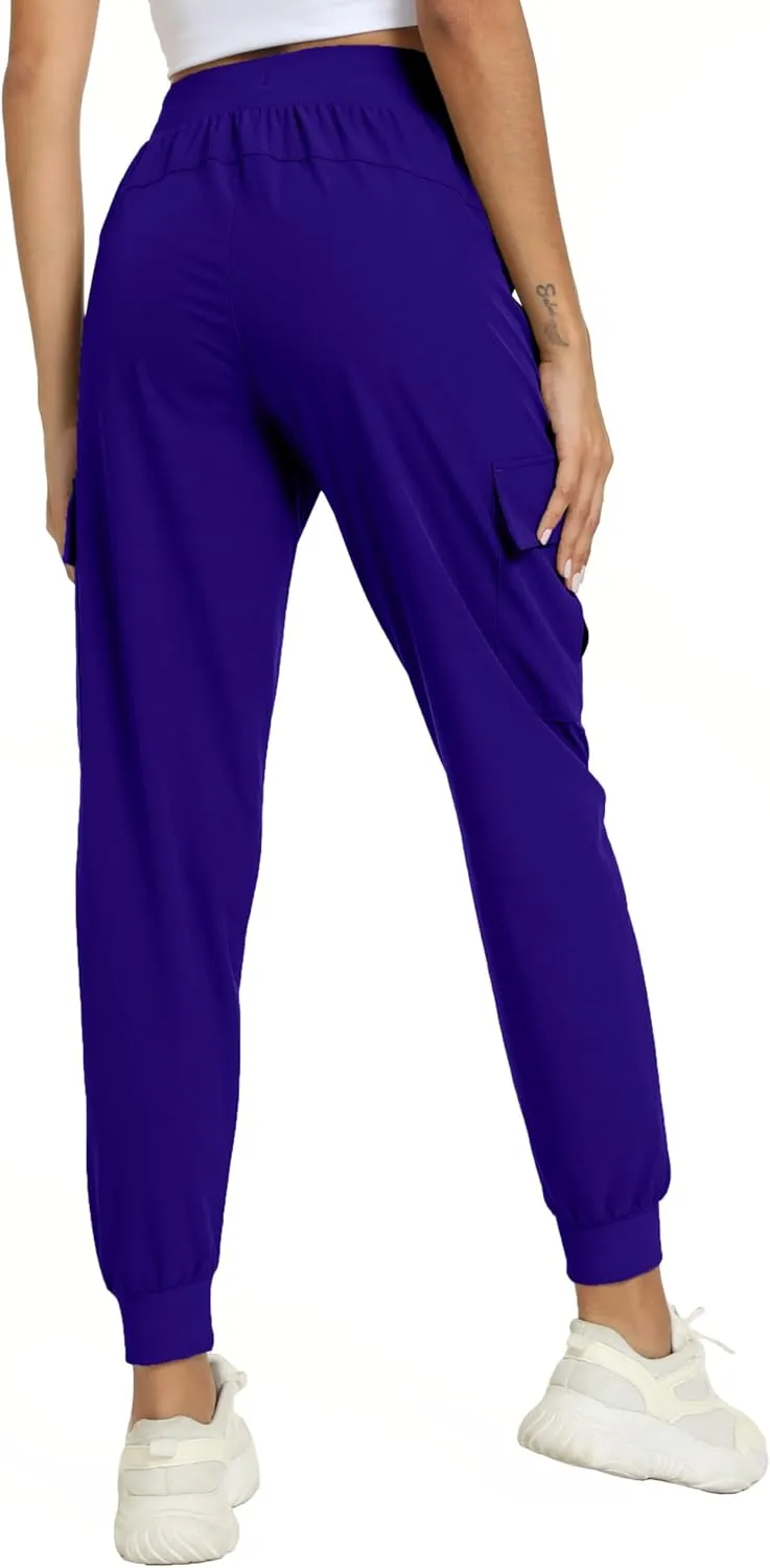 Womens Cargo Pants with Pockets-Lightweight Quick Dry Water Resistant Hiking Pants for Travel Casual Athletic and Outdoor