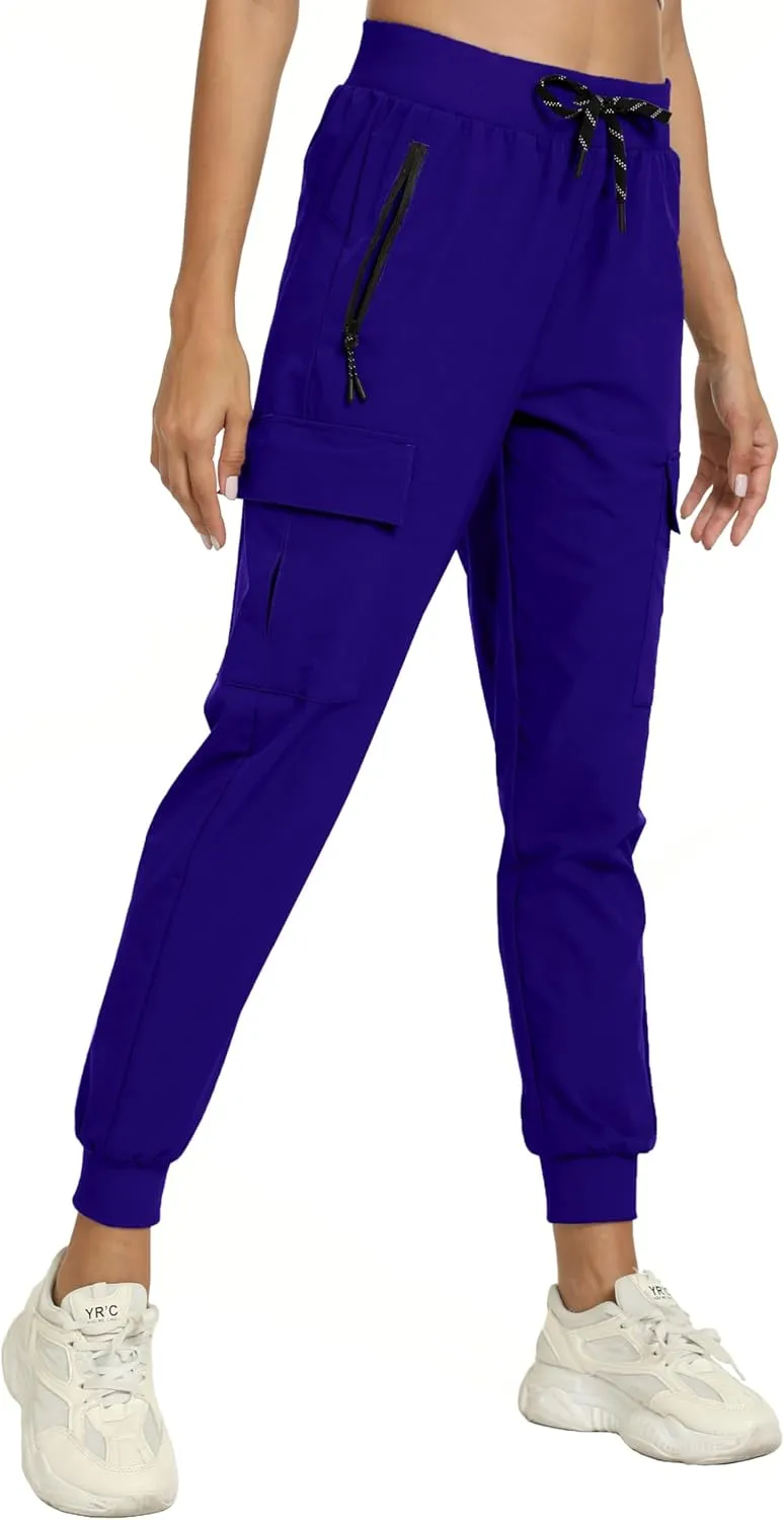 Womens Cargo Pants with Pockets-Lightweight Quick Dry Water Resistant Hiking Pants for Travel Casual Athletic and Outdoor