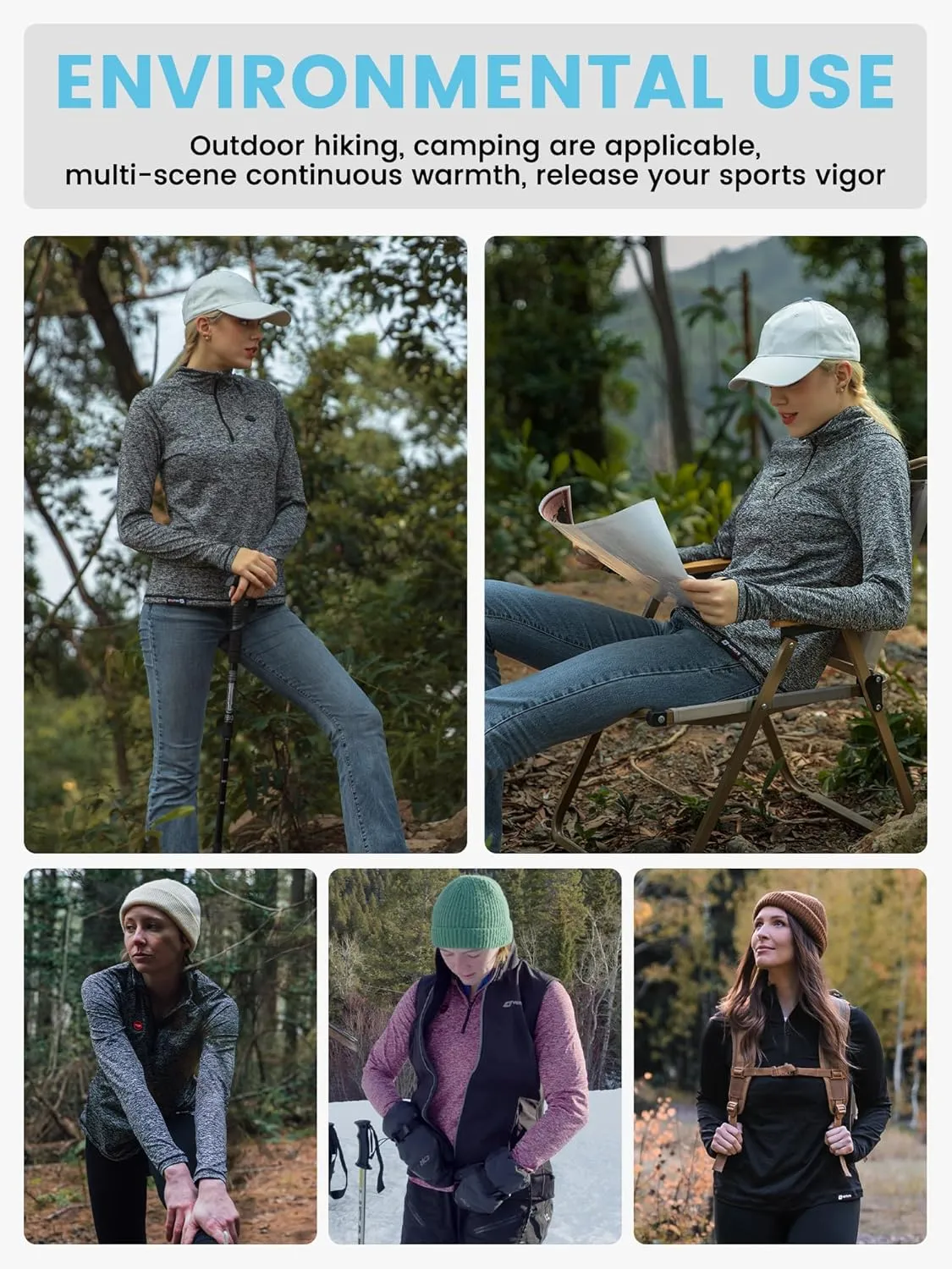 Women's Heated Shirt with Battery Included - High Powered Self Warming Thermal Layer, Stretch Mid Layer