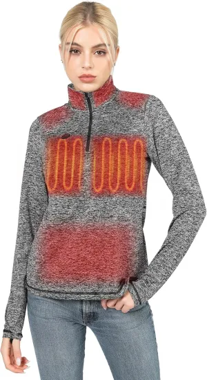 Women's Heated Shirt with Battery Included - High Powered Self Warming Thermal Layer, Stretch Mid Layer
